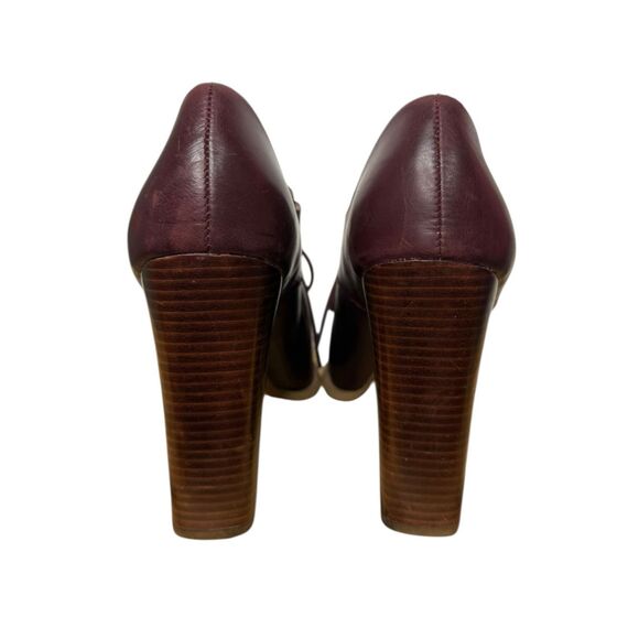 SOLD🚫 Hinge Women’s 8.5 Highland Oxford Pump Burgundy Leather Cap Toe - Picture 7 of 10